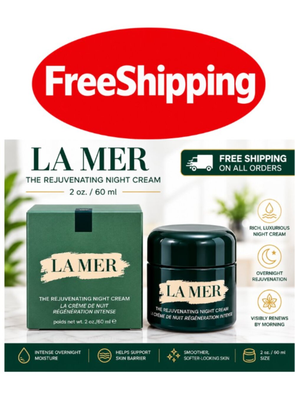La Mer The Rejuvenating Night Cream – 2 oz / 60 mL